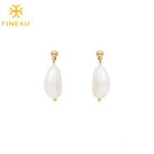 2021 Brass Gold Plated Hypoallergenic Big Freshwater Pearl Women Retro Earring